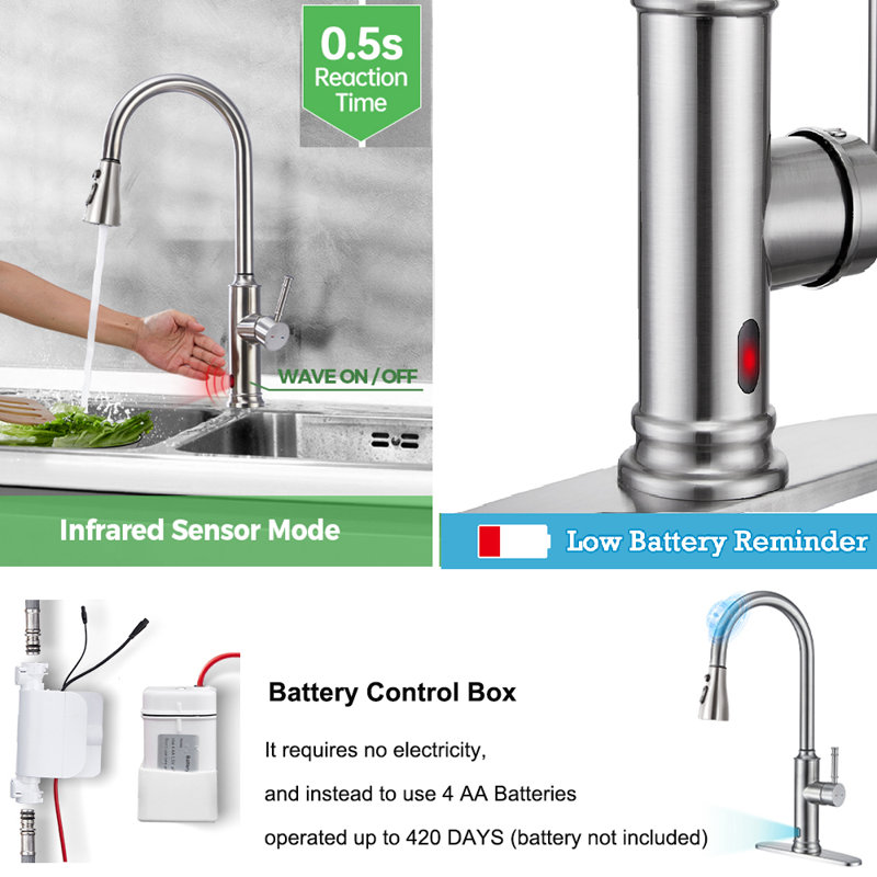 ARRISEA Pull Down Touchless Kitchen Faucet Wayfair